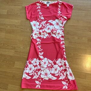 Hilo Hattie Dress Floral Print Medium Coral Excellent Vintage Condition